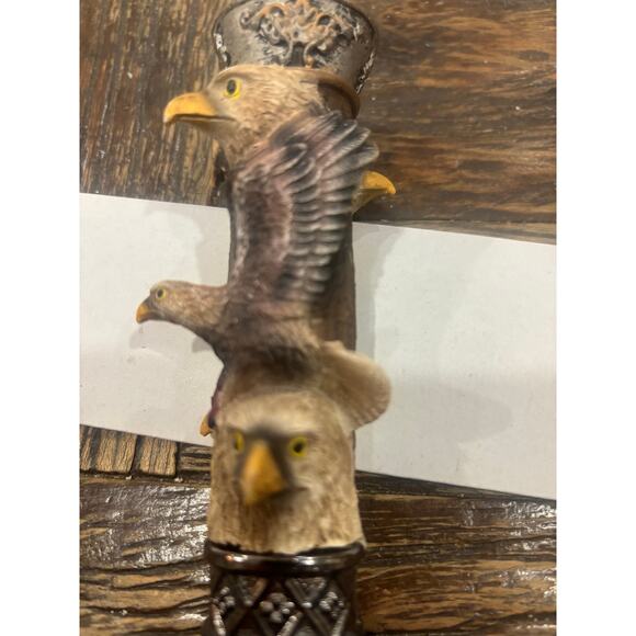 12” Bowie Stainless Knife w/ Painted Bald Eagles on Blade & carved on Handle - Picture 6 of 9